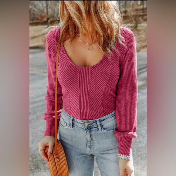 Textured U Neck Knit Top - Picture 1 of 1